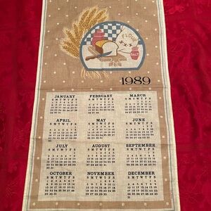 1989 Marion Cloth Calendar Kitchen Wall Decor Country Home 80s VTG